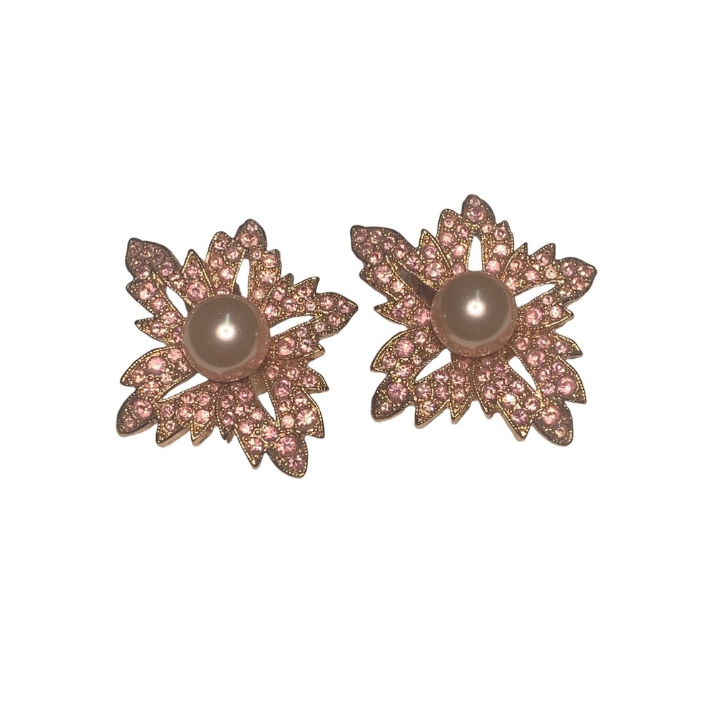 KJL rose‎ gold tone flower clip on earrings